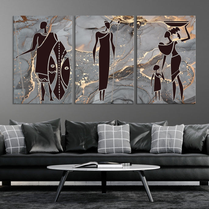 Extra Large African American Wall Art Modern Abstract Painting on Canvas Print