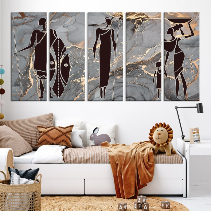 Extra Large African American Wall Art Modern Abstract Painting on Canvas Print