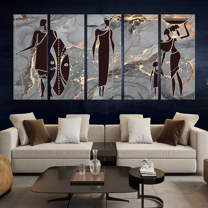 Extra Large African American Wall Art Modern Abstract Painting on Canvas Print