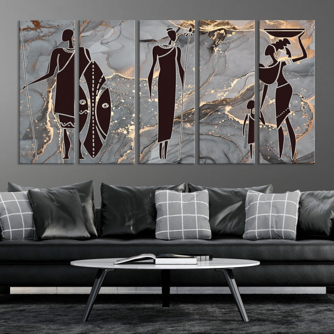 Extra Large African American Wall Art Modern Abstract Painting on Canvas Print