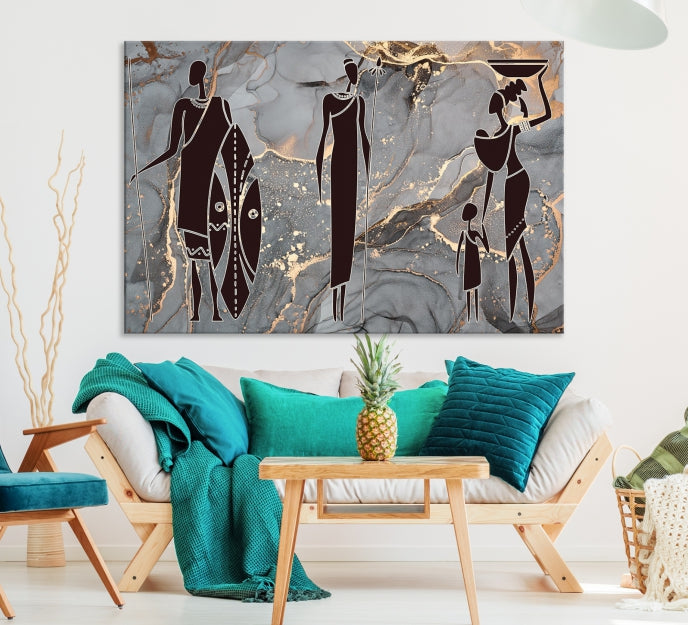 Extra Large African American Wall Art Modern Abstract Painting on Canvas Print