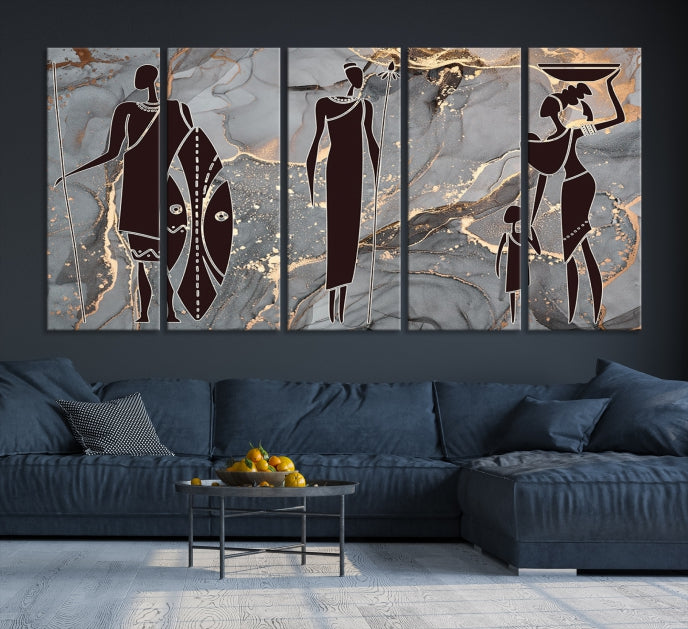 Extra Large African American Wall Art Modern Abstract Painting on Canvas Print