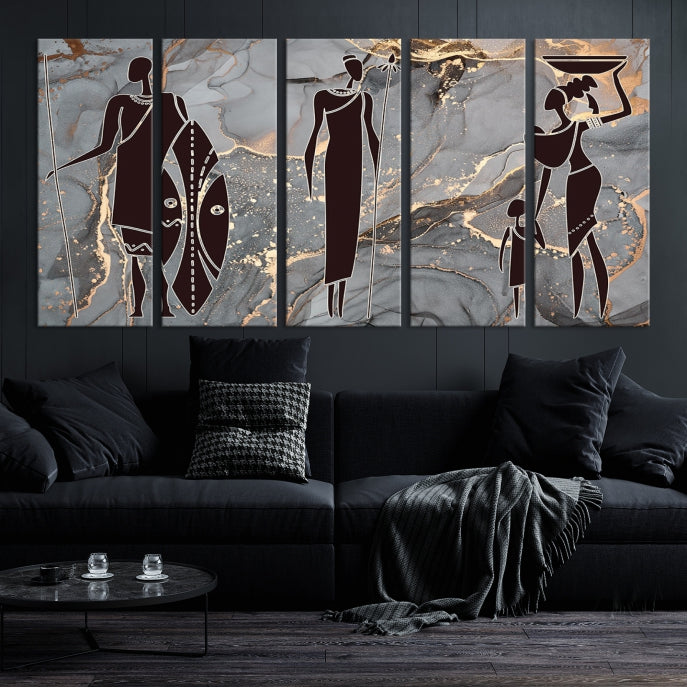 Extra Large African American Wall Art Modern Abstract Painting on Canvas Print