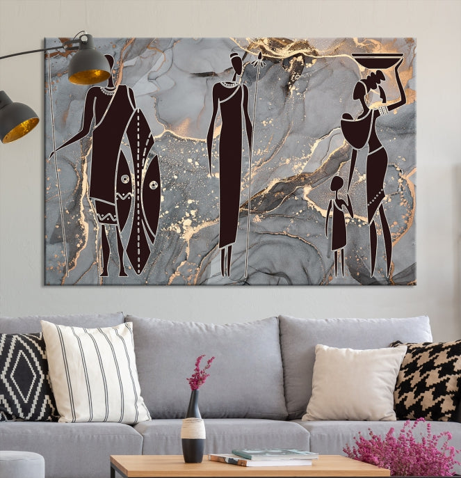 Extra Large African American Wall Art Modern Abstract Painting on Canvas Print