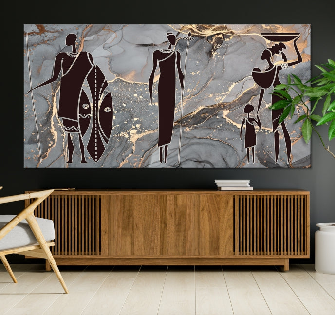 Extra Large African American Wall Art Modern Abstract Painting on Canvas Print