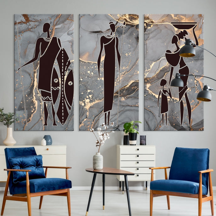 Extra Large African American Wall Art Modern Abstract Painting on Canvas Print