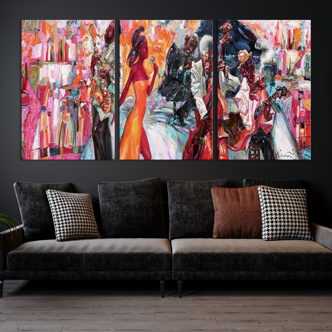 Extra Large Afro American Music Band Canvas Wall Art Print Abstract Painting