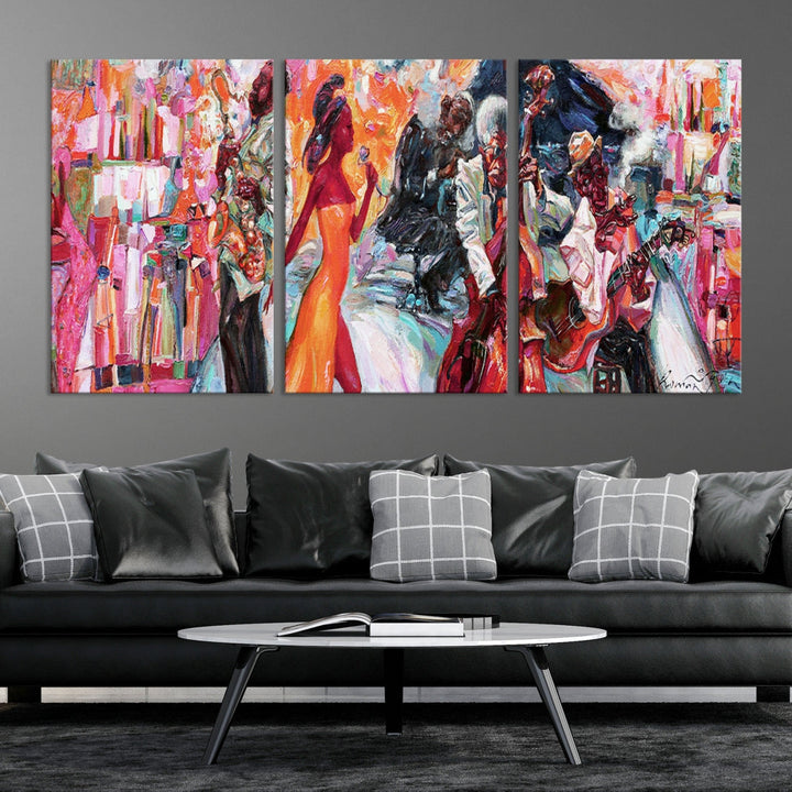 Extra Large Afro American Music Band Canvas Wall Art Print Abstract Painting