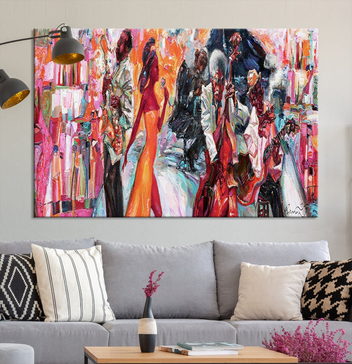 Extra Large Afro American Music Band Canvas Wall Art Print Abstract Painting