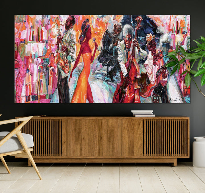 Extra Large Afro American Music Band Canvas Wall Art Print Abstract Painting