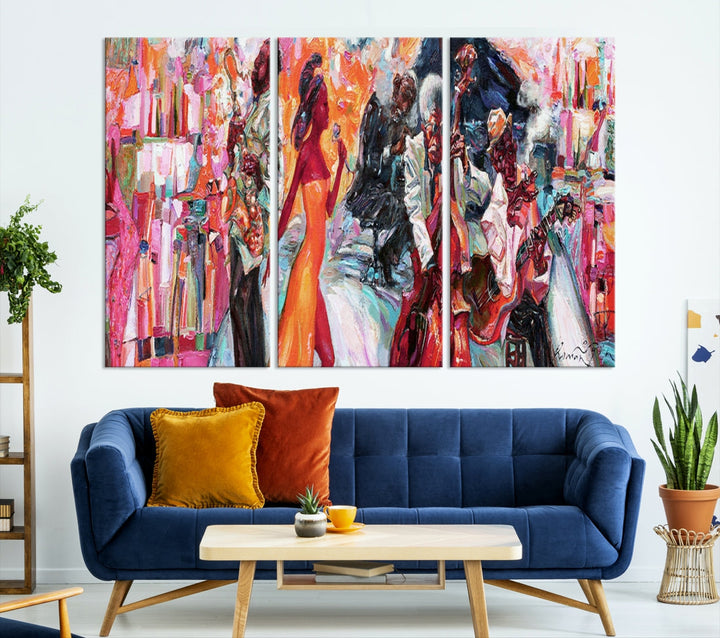 Extra Large Afro American Music Band Canvas Wall Art Print Abstract Painting