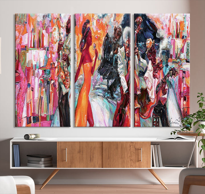 Extra Large Afro American Music Band Canvas Wall Art Print Abstract Painting