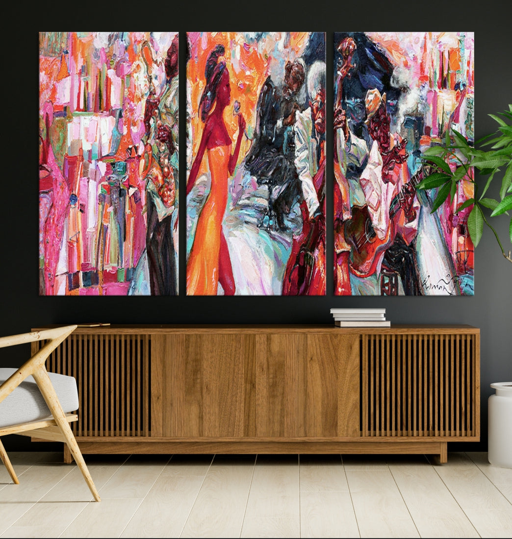 Extra Large Afro American Music Band Canvas Wall Art Print Abstract Painting