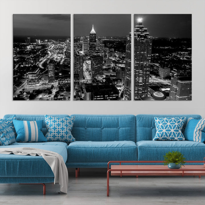 Extra Large Atlanta City Wall Art Skyline Cityscape Canvas Print