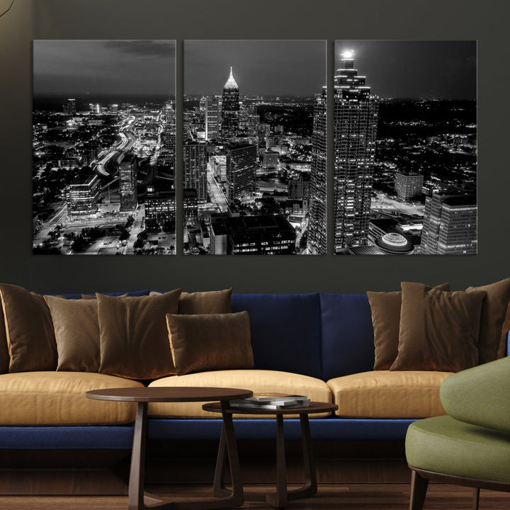 Extra Large Atlanta City Wall Art Skyline Cityscape Canvas Print