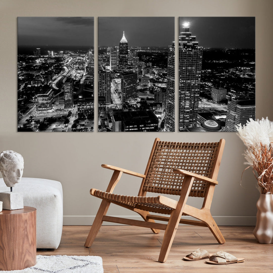 Extra Large Atlanta City Wall Art Skyline Cityscape Canvas Print