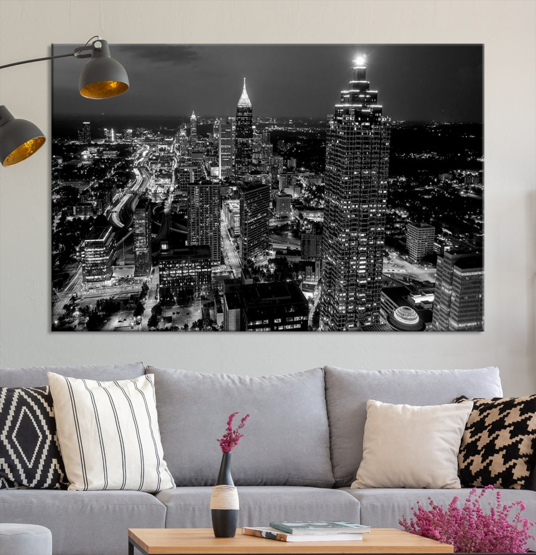 Extra Large Atlanta City Wall Art Skyline Cityscape Canvas Print