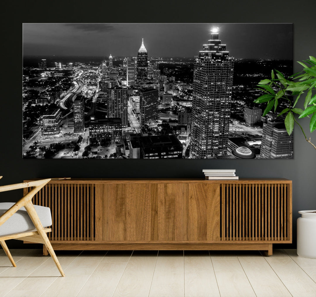 Extra Large Atlanta City Wall Art Skyline Cityscape Canvas Print