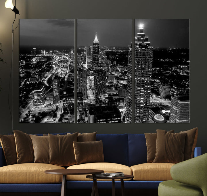 Extra Large Atlanta City Wall Art Skyline Cityscape Canvas Print