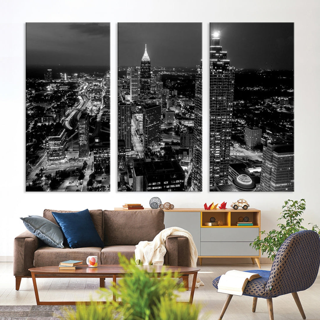 Extra Large Atlanta City Wall Art Skyline Cityscape Canvas Print