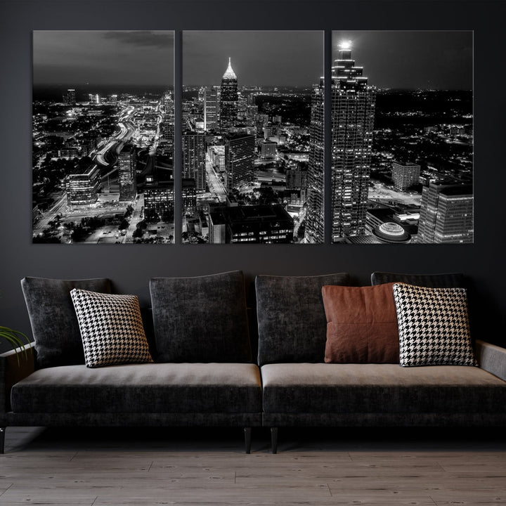 Extra Large Atlanta City Wall Art Skyline Cityscape Canvas Print