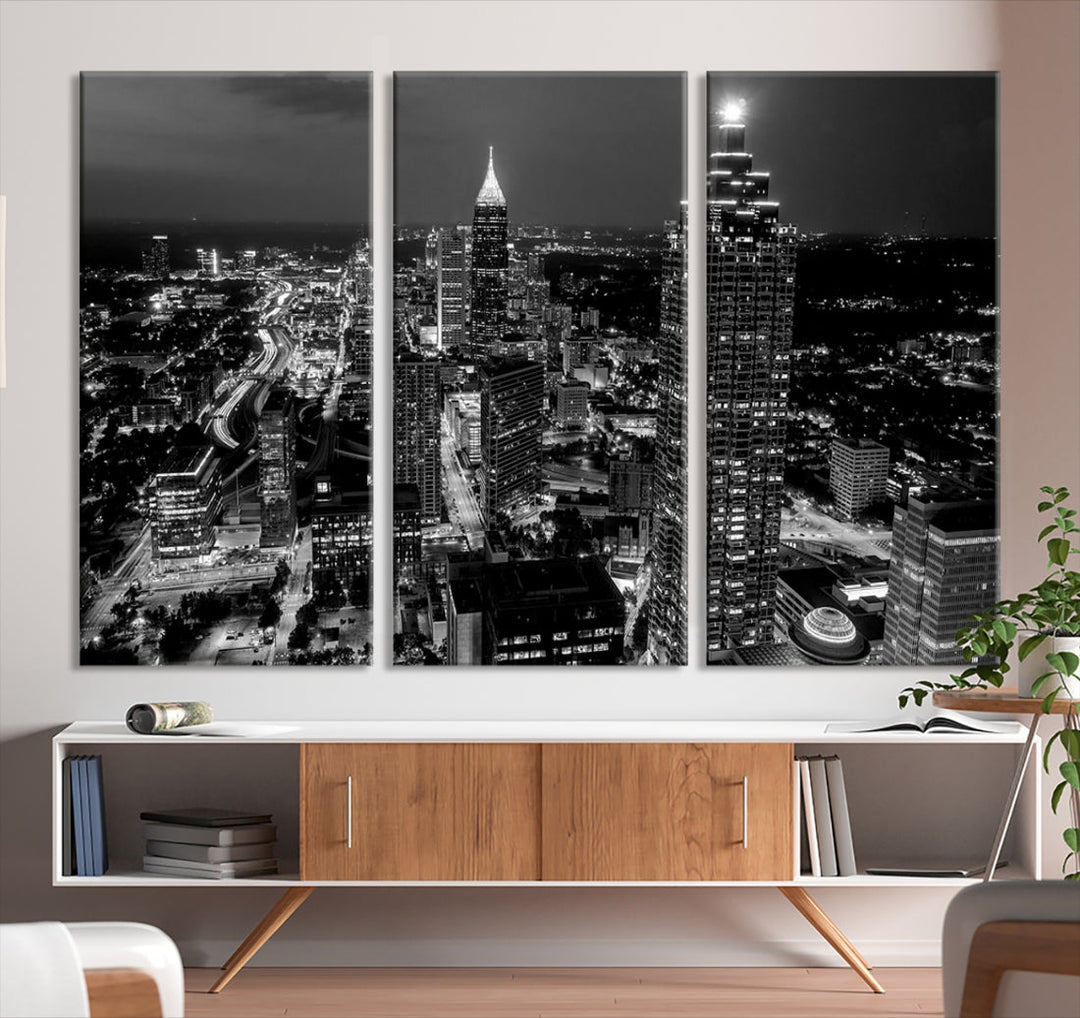 Extra Large Atlanta City Wall Art Skyline Cityscape Canvas Print