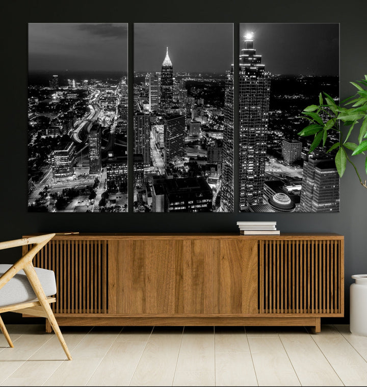 Extra Large Atlanta City Wall Art Skyline Cityscape Canvas Print