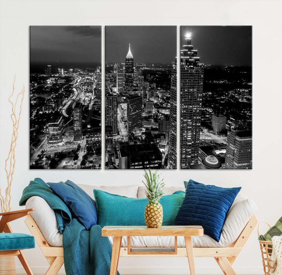 Extra Large Atlanta City Wall Art Skyline Cityscape Canvas Print