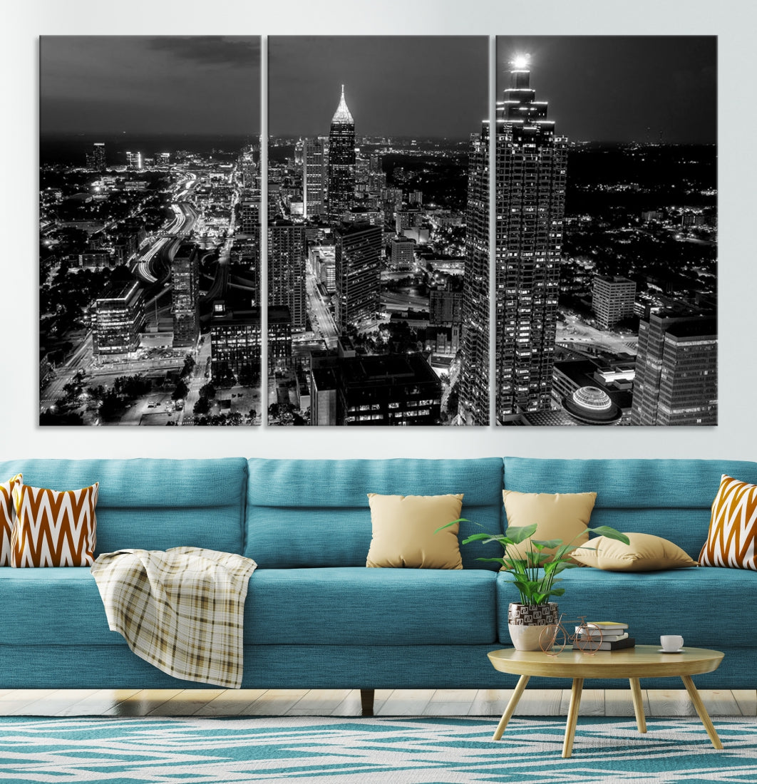 Extra Large Atlanta City Wall Art Skyline Cityscape Canvas Print