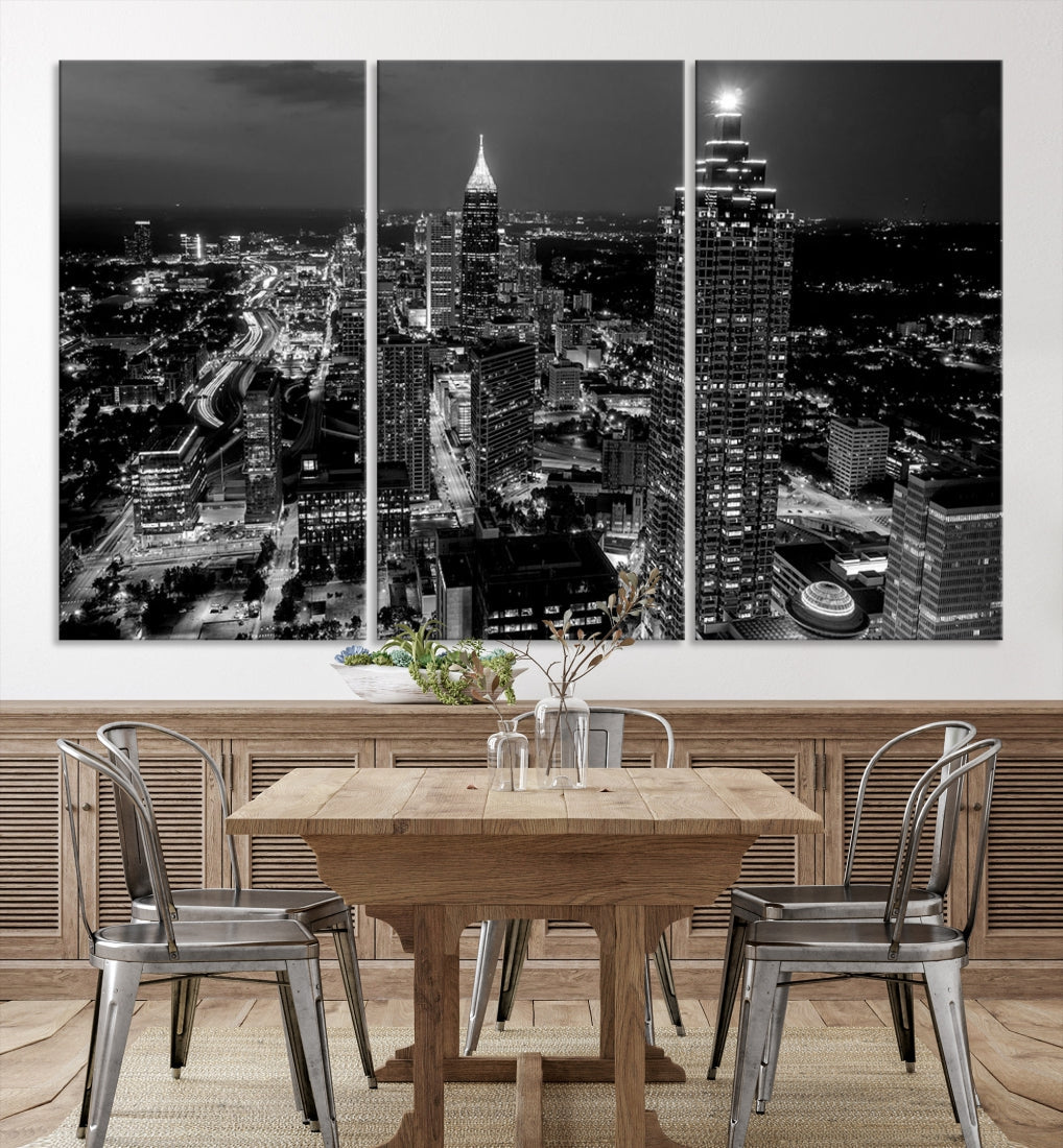 Extra Large Atlanta City Wall Art Skyline Cityscape Canvas Print