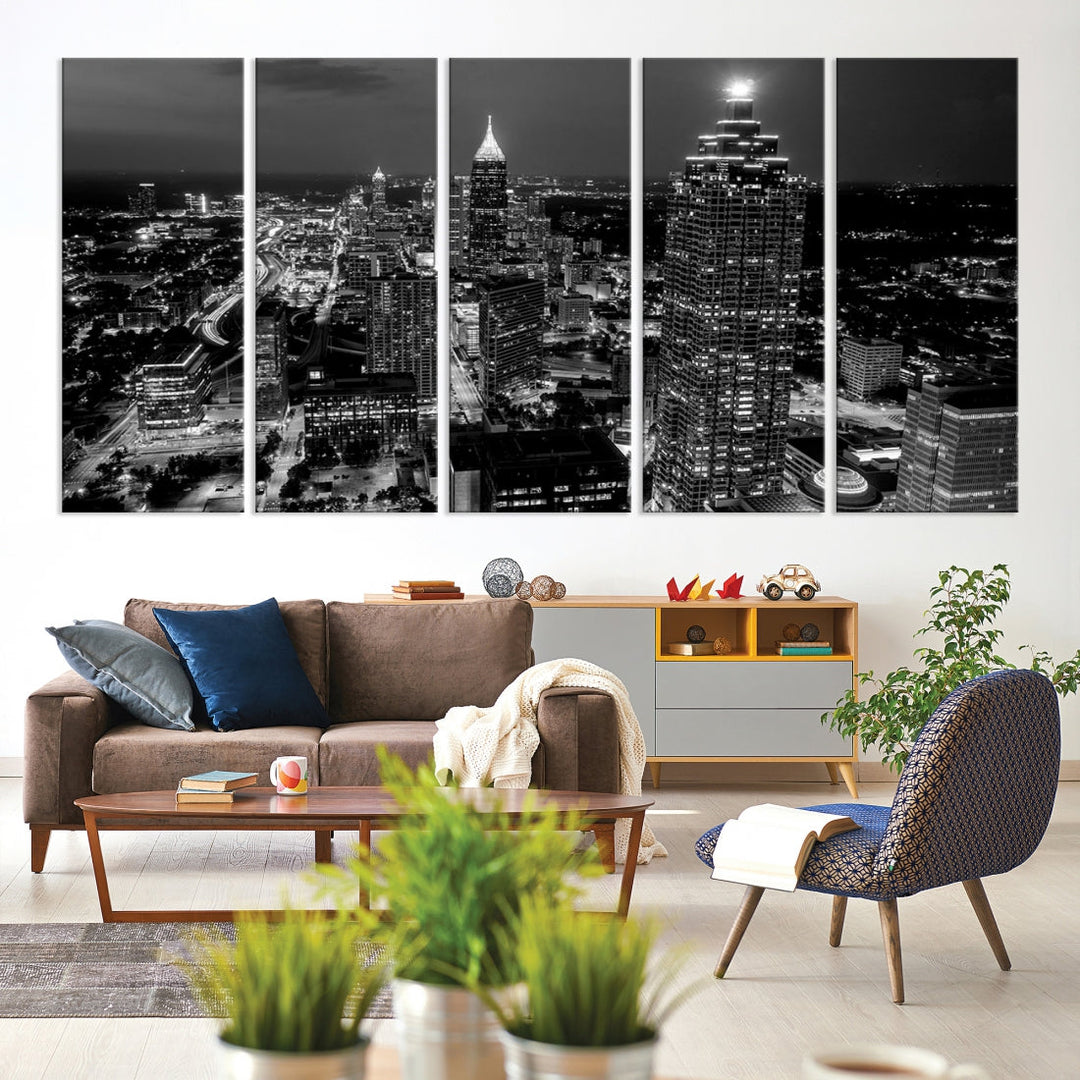 Extra Large Atlanta City Wall Art Skyline Cityscape Canvas Print