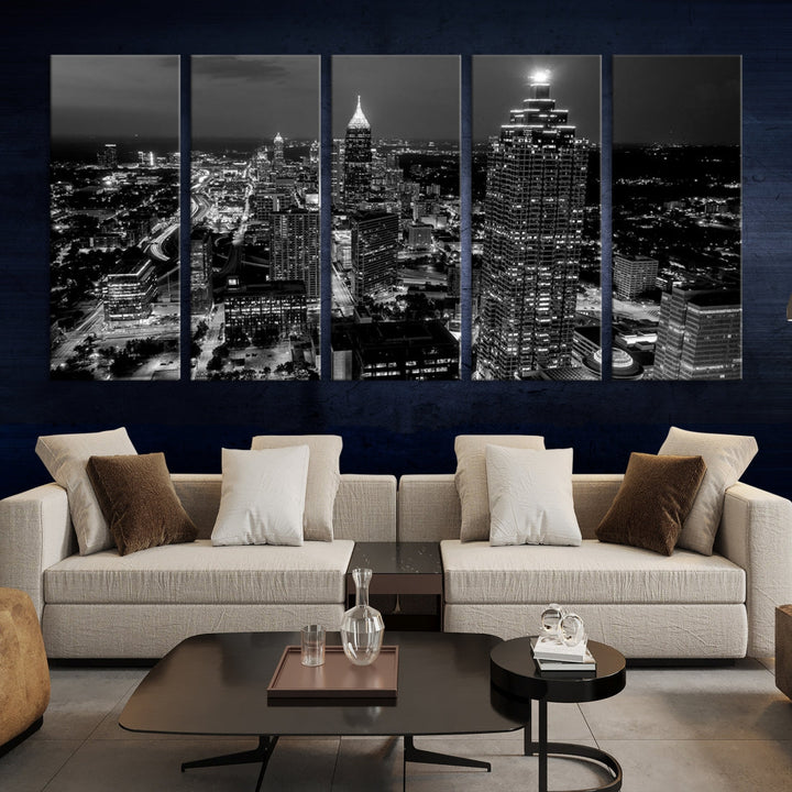 Extra Large Atlanta City Wall Art Skyline Cityscape Canvas Print