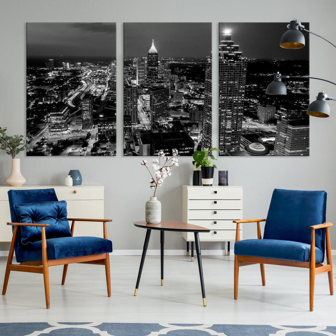 Extra Large Atlanta City Wall Art Skyline Cityscape Canvas Print