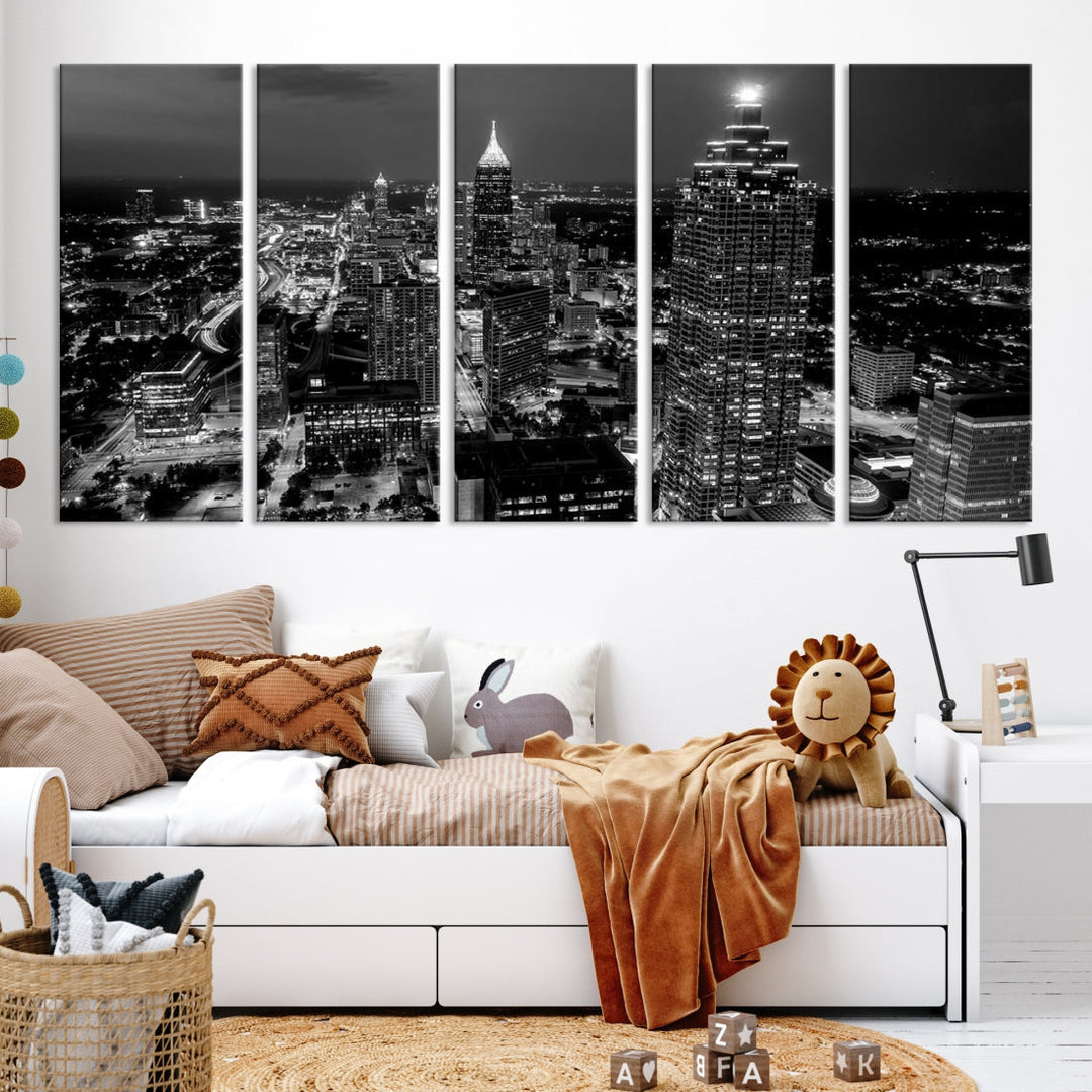 Extra Large Atlanta City Wall Art Skyline Cityscape Canvas Print