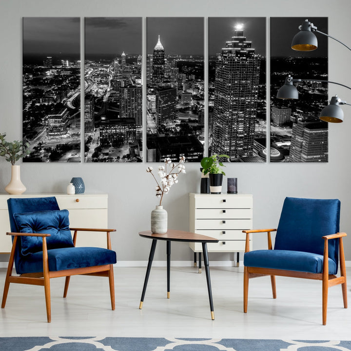 Extra Large Atlanta City Wall Art Skyline Cityscape Canvas Print