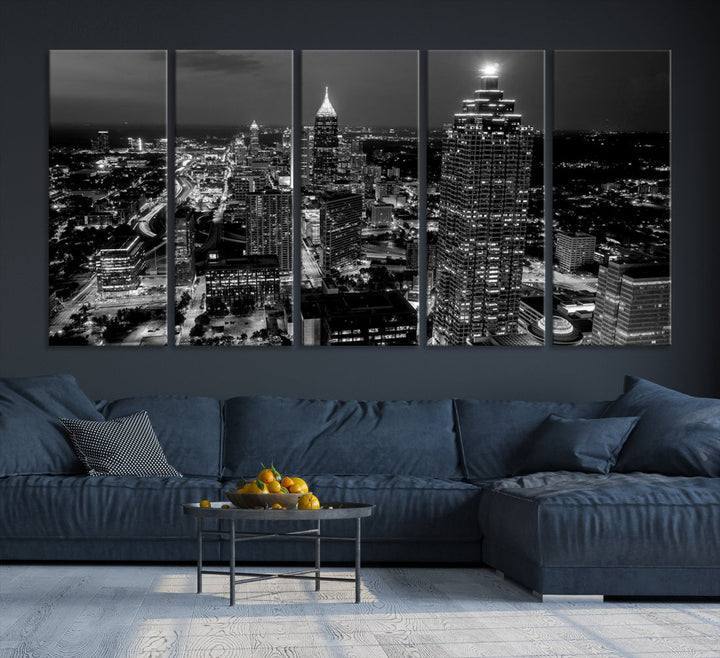 Extra Large Atlanta City Wall Art Skyline Cityscape Canvas Print