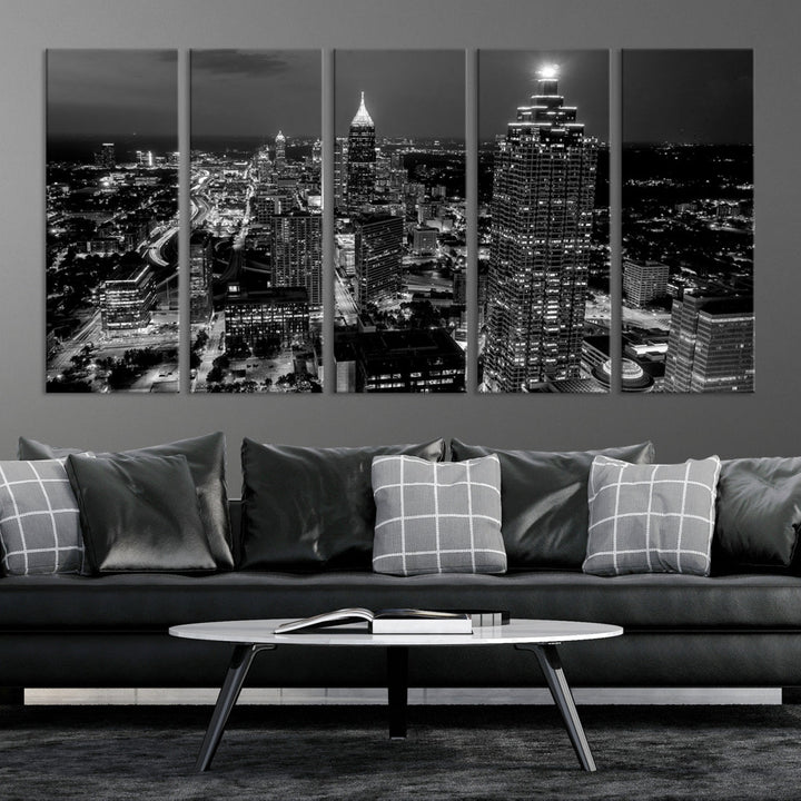 Extra Large Atlanta City Wall Art Skyline Cityscape Canvas Print