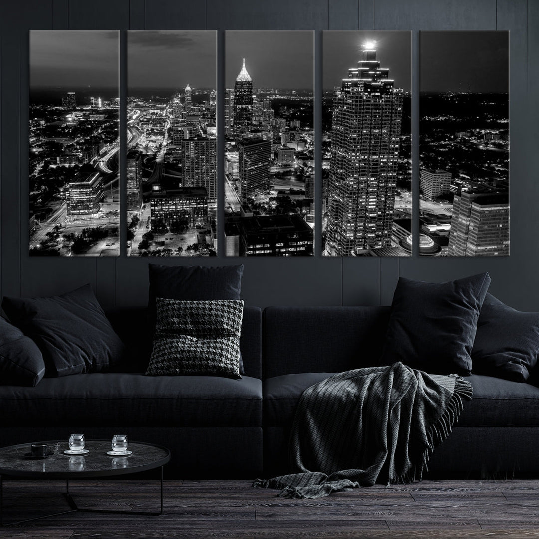 Extra Large Atlanta City Wall Art Skyline Cityscape Canvas Print