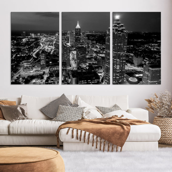 Extra Large Atlanta City Wall Art Skyline Cityscape Canvas Print