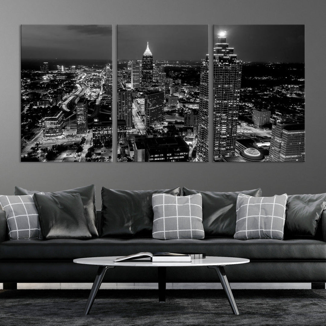 Extra Large Atlanta City Wall Art Skyline Cityscape Canvas Print