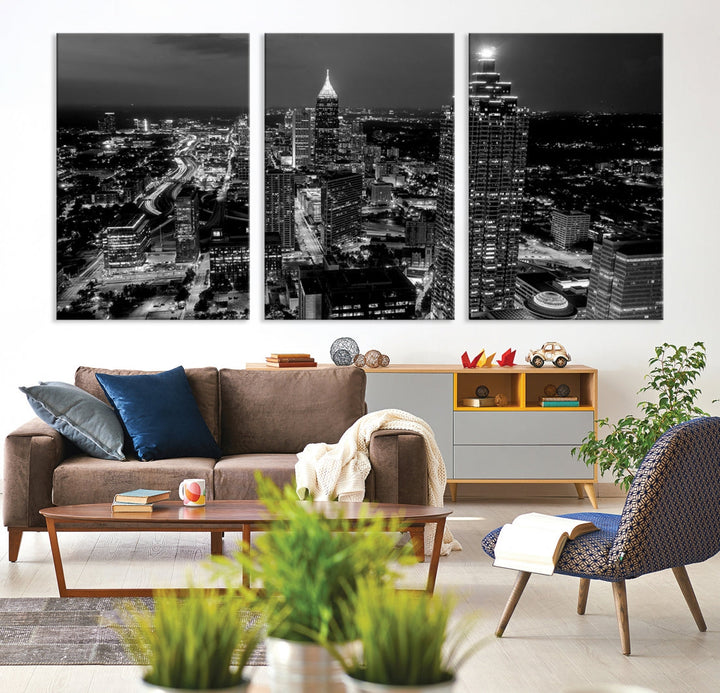 Extra Large Atlanta City Wall Art Skyline Cityscape Canvas Print