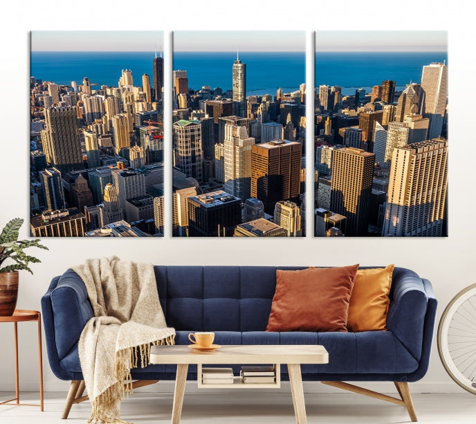 Extra Large Chicago Cityscape Skyscrapers Wall Art Canvas Print