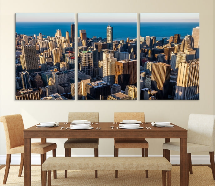 Extra Large Chicago Cityscape Skyscrapers Wall Art Canvas Print