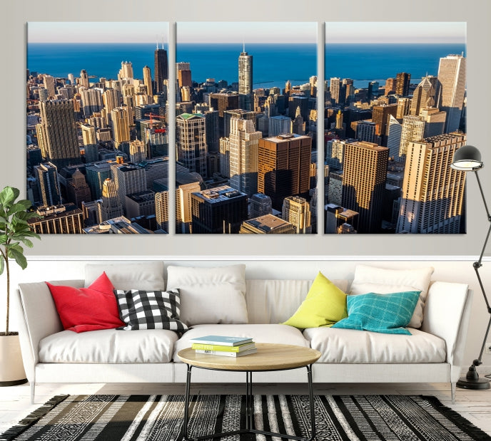 Extra Large Chicago Cityscape Skyscrapers Wall Art Canvas Print