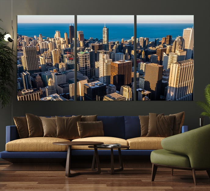 Extra Large Chicago Cityscape Skyscrapers Wall Art Canvas Print