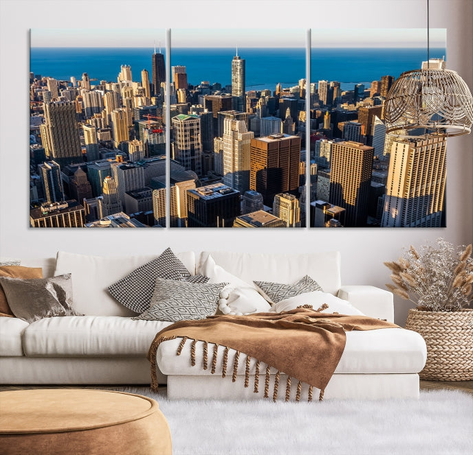 Extra Large Chicago Cityscape Skyscrapers Wall Art Canvas Print