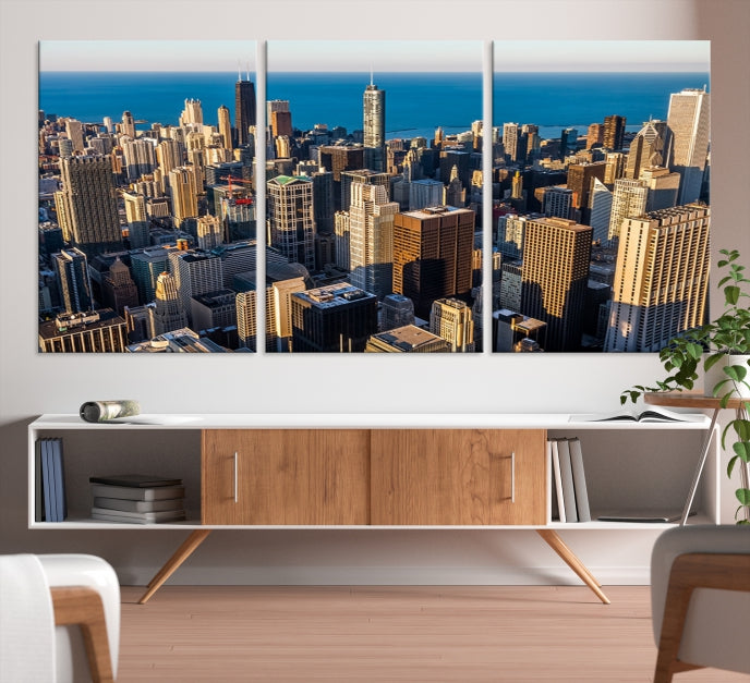 Extra Large Chicago Cityscape Skyscrapers Wall Art Canvas Print