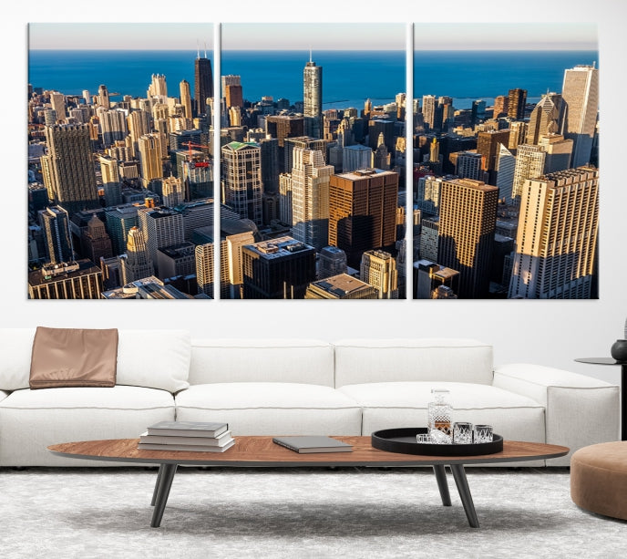 Extra Large Chicago Cityscape Skyscrapers Wall Art Canvas Print