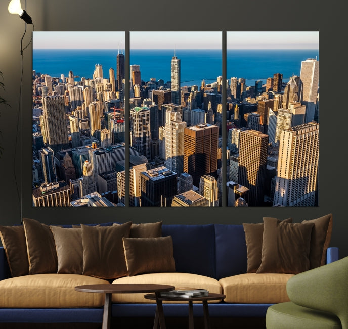 Extra Large Chicago Cityscape Skyscrapers Wall Art Canvas Print