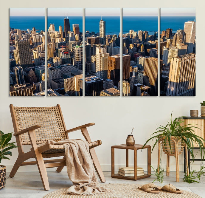 Extra Large Chicago Cityscape Skyscrapers Wall Art Canvas Print